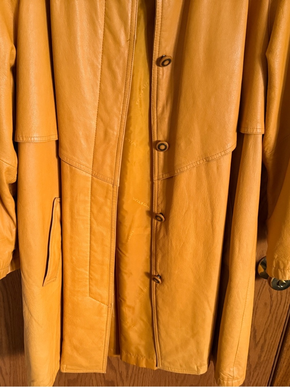 Vintage Wilson's Orange or Pumpkin Leather Coat Lining Nylon Women's Size Large - Picture 3 of 16